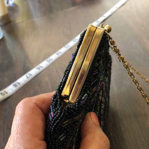 VNT beautiful black bead Scalloped handbag - Picture 9 of 16